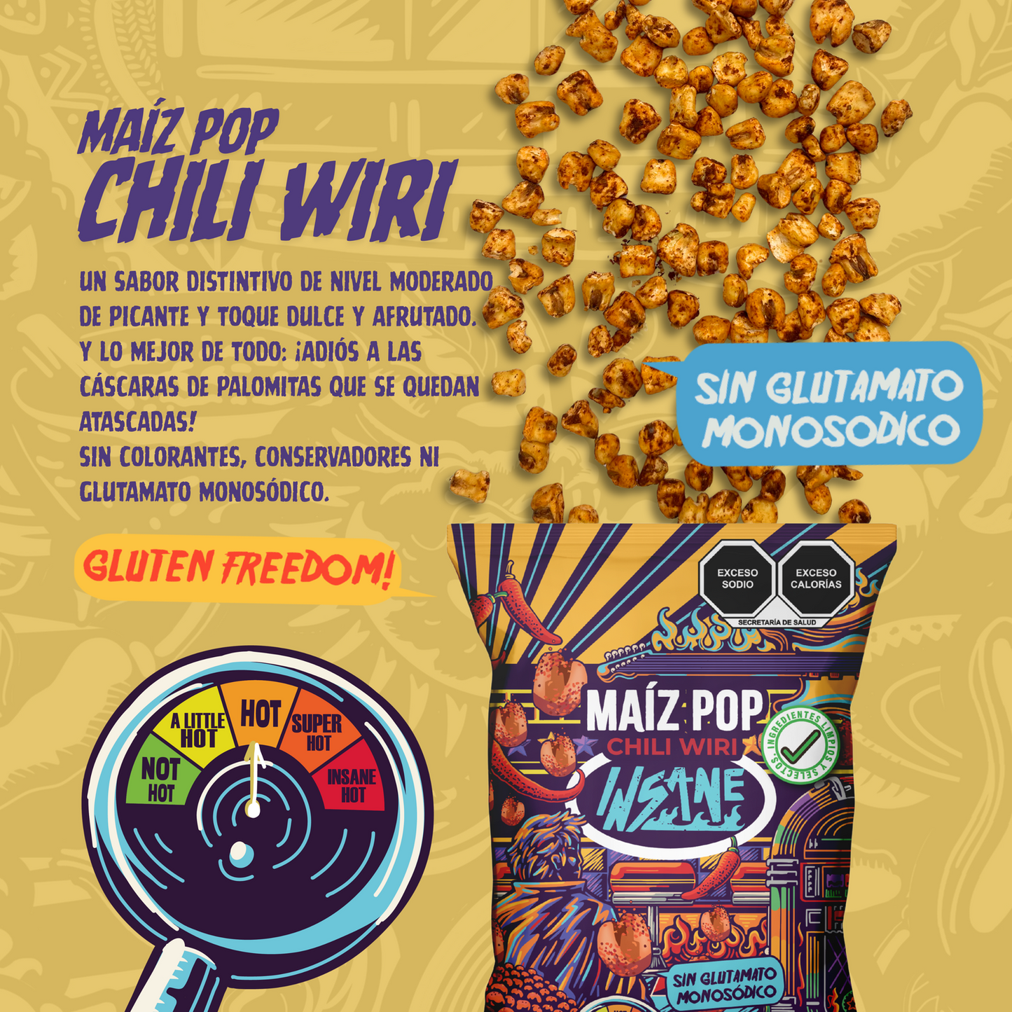 INSANE Maíz Pop Inflado Chili Wiri 250g - Frozen-Boutique