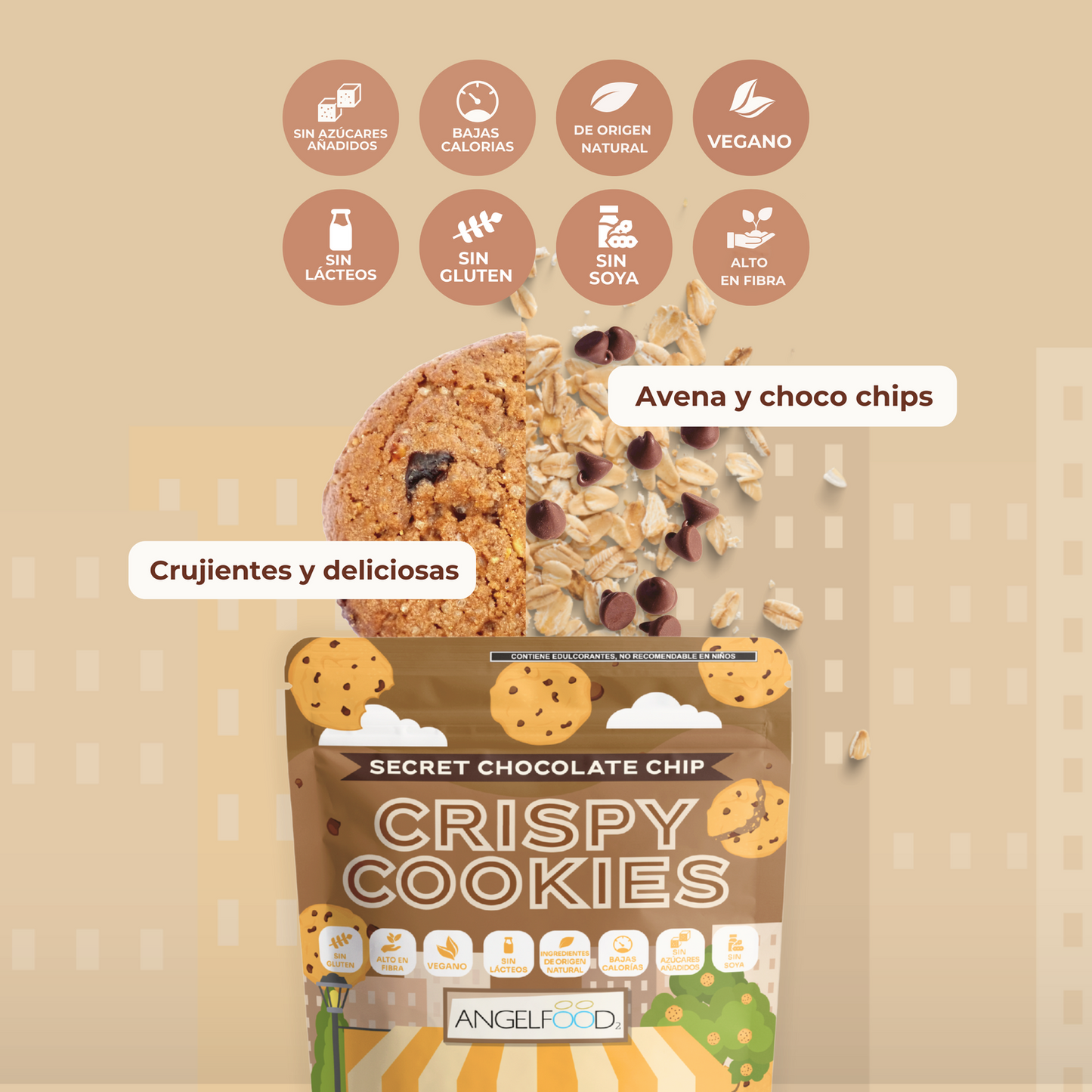 ANGELFOOD Crispy Cookies Chocolate Chip 120g - Frozen-Boutique