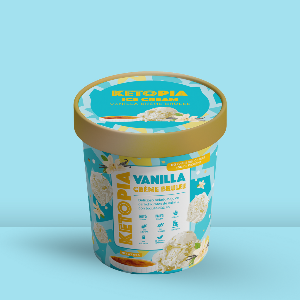 KETOPIA Helado Sin Azúcar Keto Artesanal Vanilla Crème Brulee 370g - Frozen-Boutique