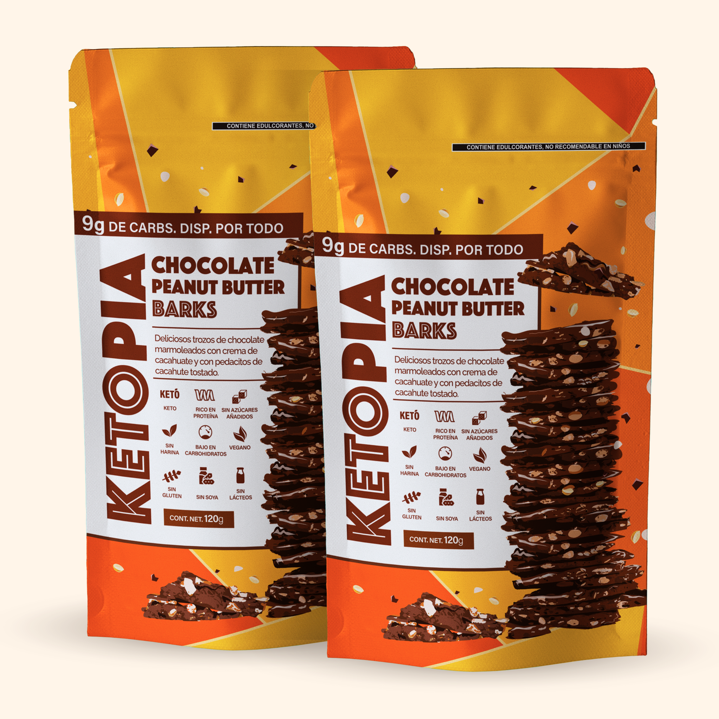 Ketopia Barks Chocolate Peanut Butter 2 pack - 120 g