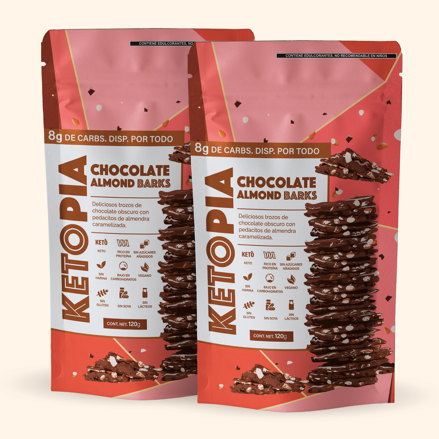 Ketopia Barks Chocolate Almond 2 pack - 120g
