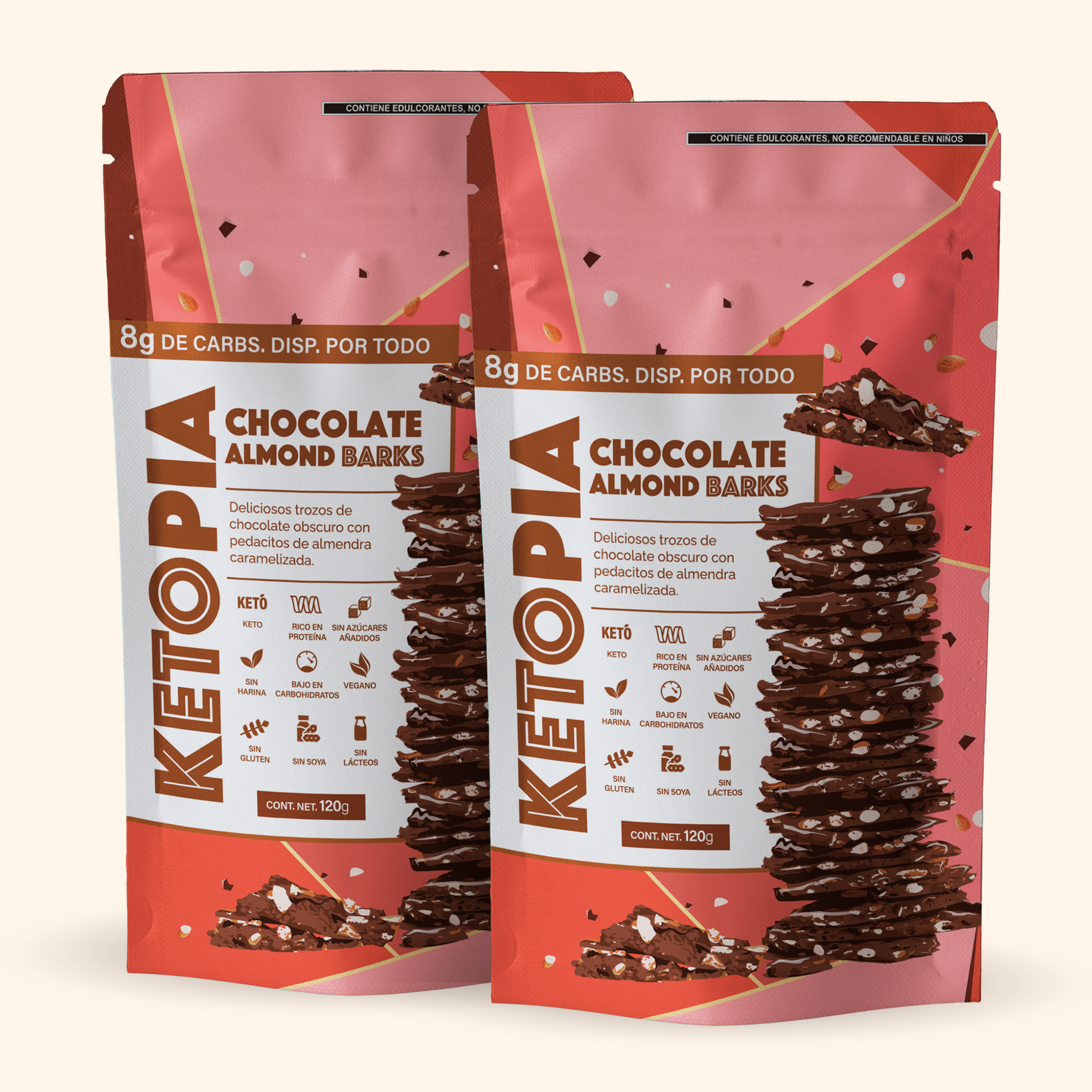 Ketopia Barks Chocolate Almond 2 pack - 120g