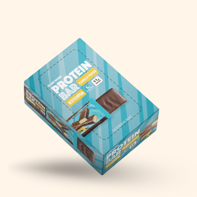 Ketopia Barras de Proteina keto 11 g de proteina Fudge Vainilla - 12 Pack barritas de 55g c/u