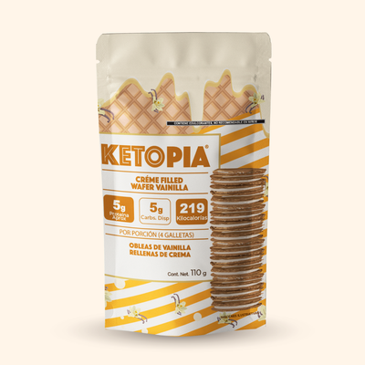 Ketopia Galletas Sin Azúcar Keto Sandwich Vanilla Wafers 110g