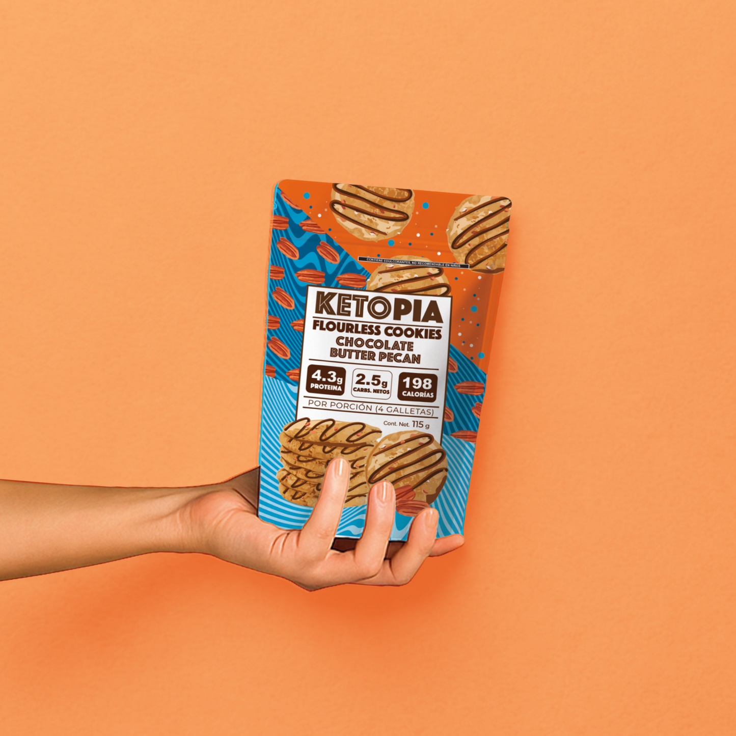 KETOPIA  Galletas Sin Azúcar Keto Chocolate Butter Pecan 115g - Frozen-Boutique