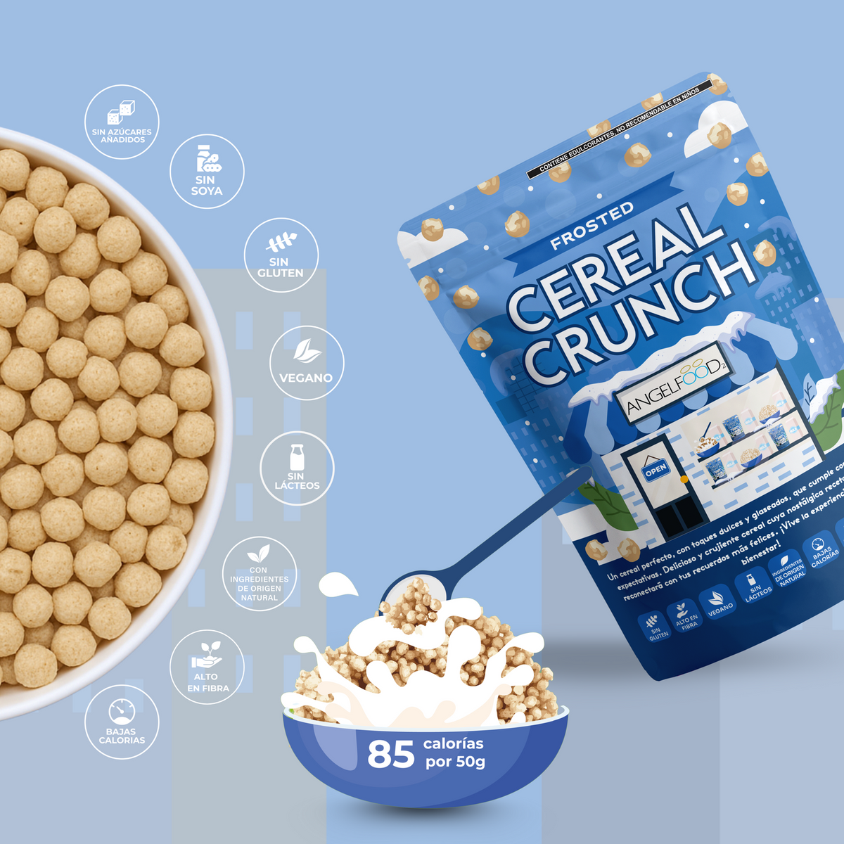 ANGELFOOD Cereal de Quinoa Crunch Frosted 200g - Frozen-Boutique