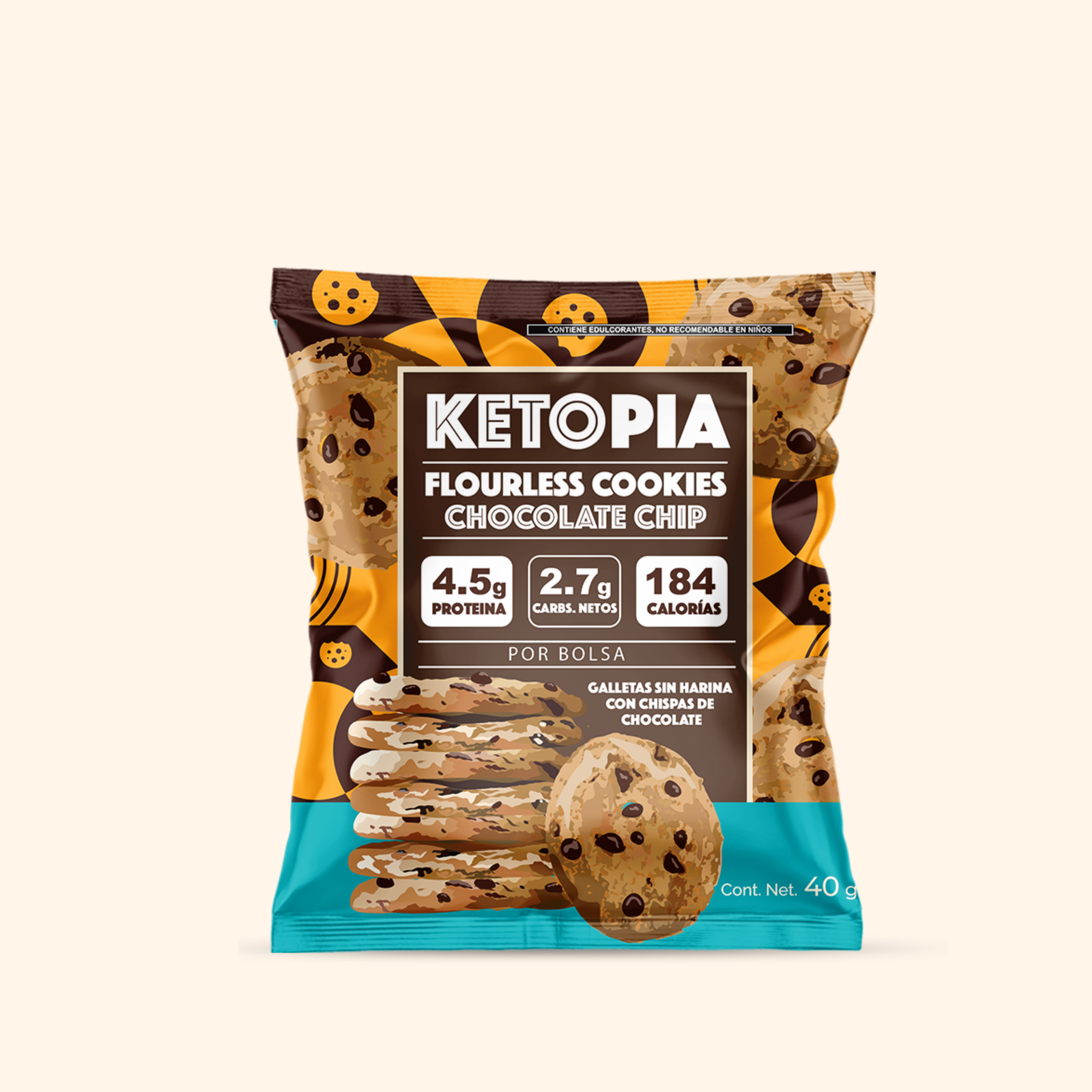 Ketopia Galletas sin harina con chispas de chocolate snack 40 g