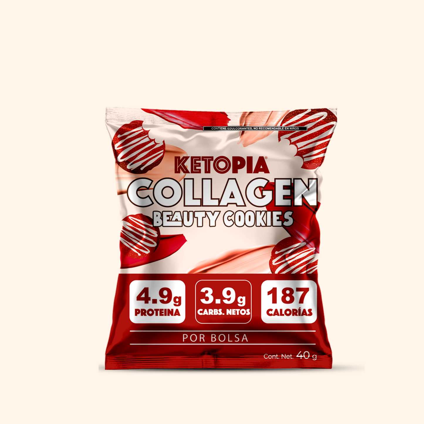 Ketopia Galletas con Colágeno Keto Red Velvet snack 40 g