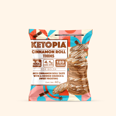 Ketopia Galletas Thins  Snack Pack Cinnamon Roll 40g