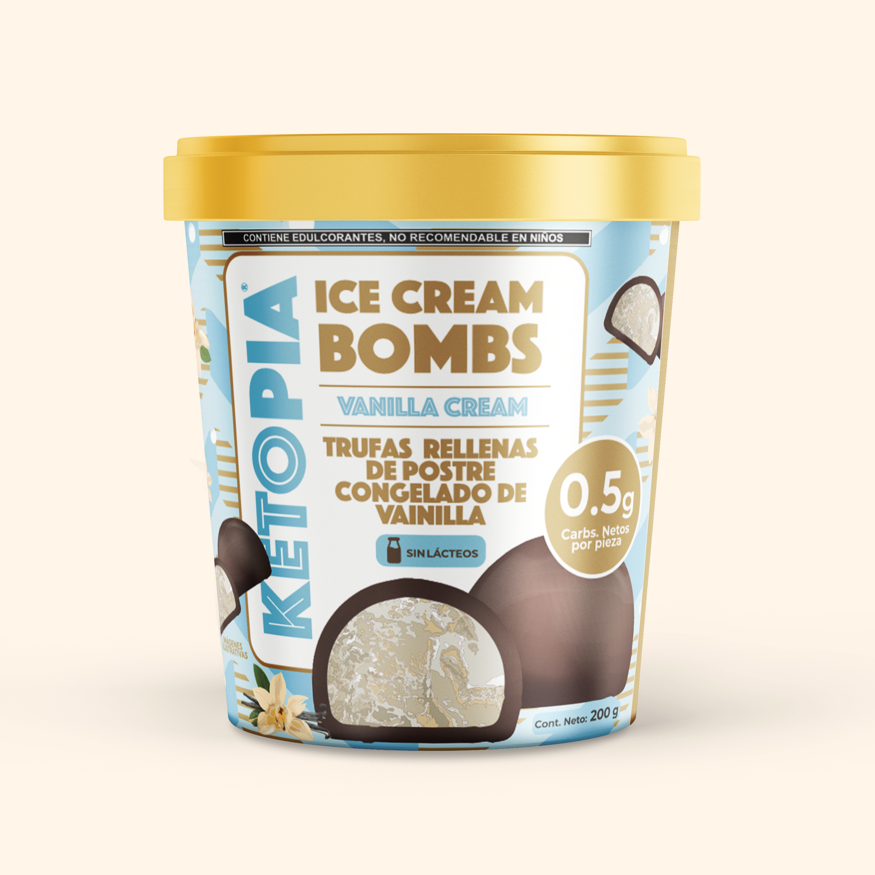 Ketopia Bombs de Helado Sin Azúcar Keto Vainilla  195g