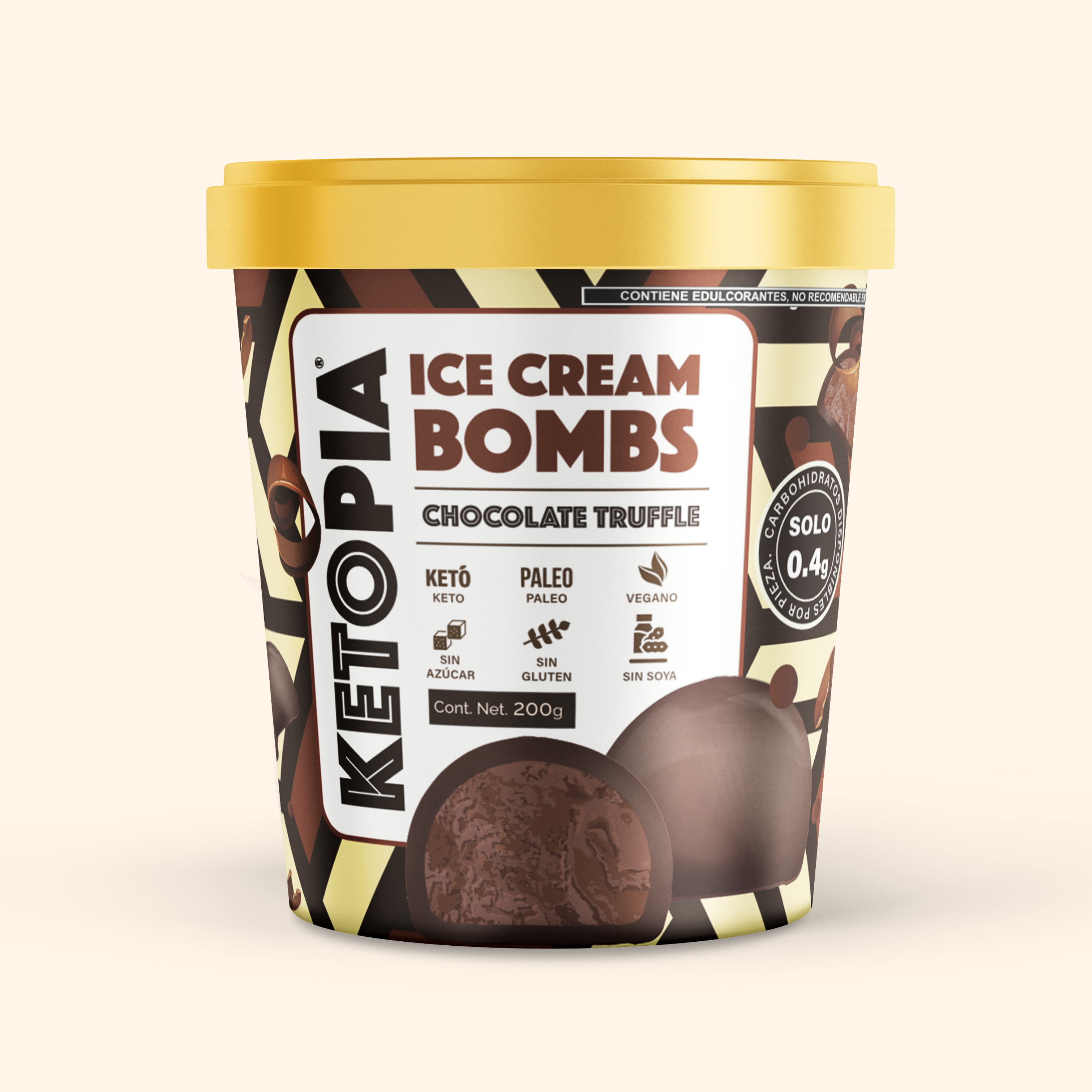 Ketopia Bombs de Helado Sin Azúcar Keto Chocolate Truffle 200g