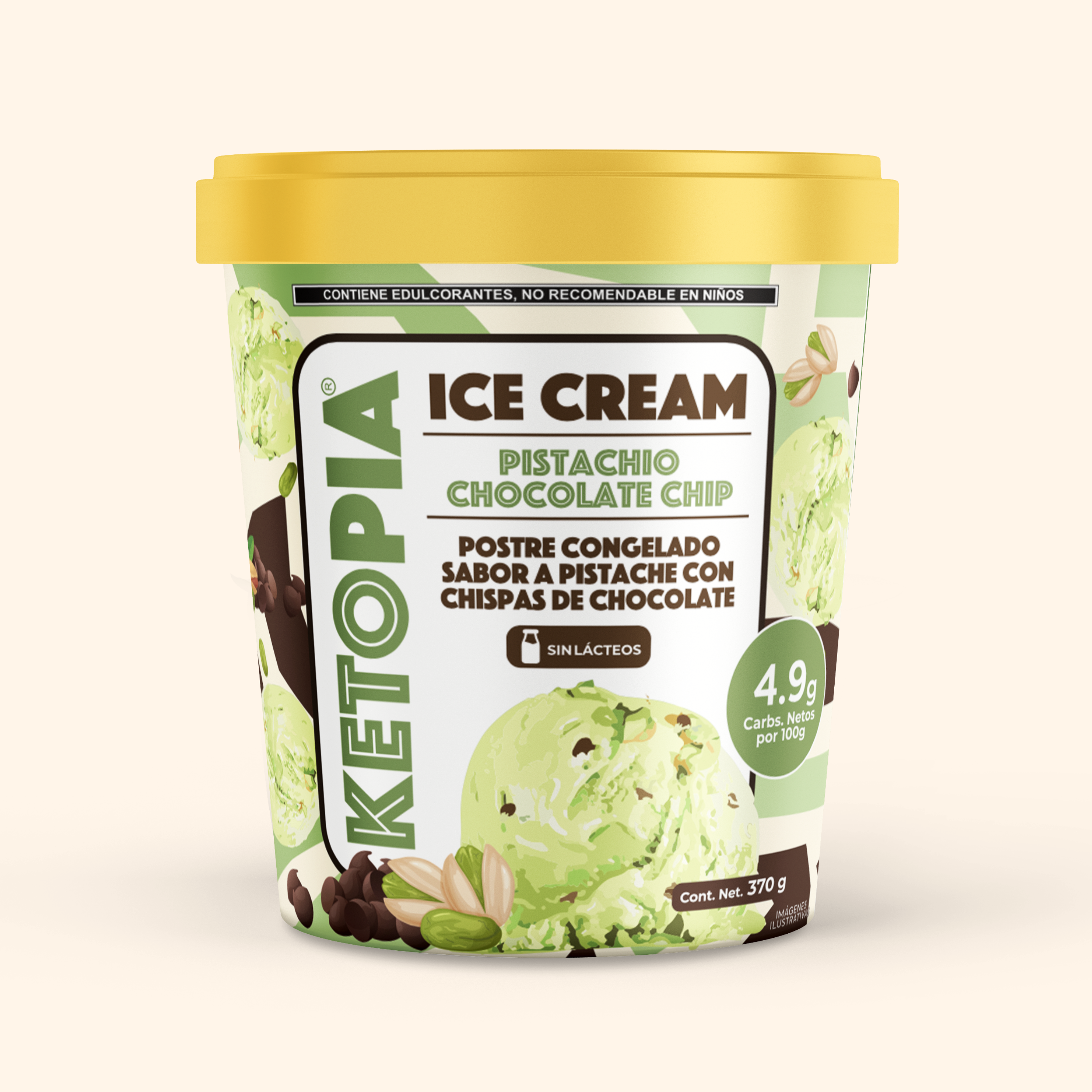Ketopia  Helado Keto Pistachio Chocolate Chip  370g