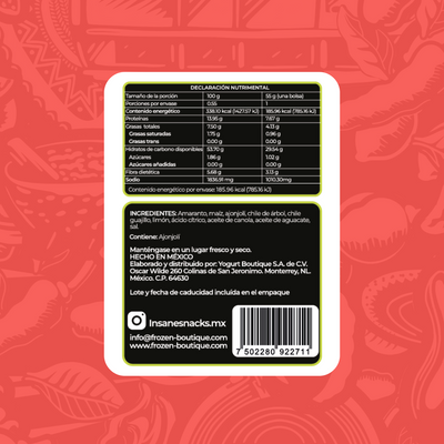 INSANE  CHURRITOS DE AMARANTO CHILE Y LIMÓN 55G - Frozen-Boutique