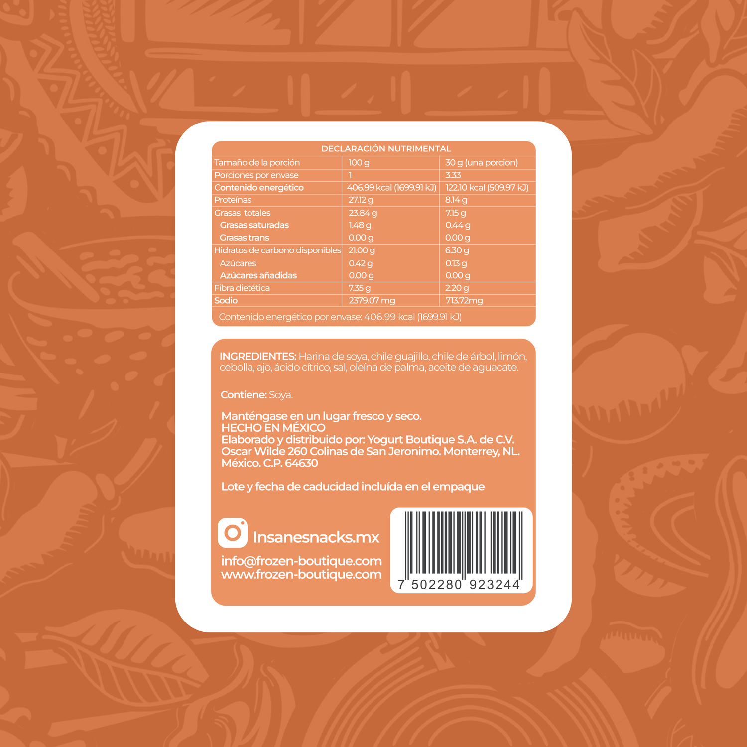 INSANE Chicharrones de Soya Flameados 100g - Frozen-Boutique