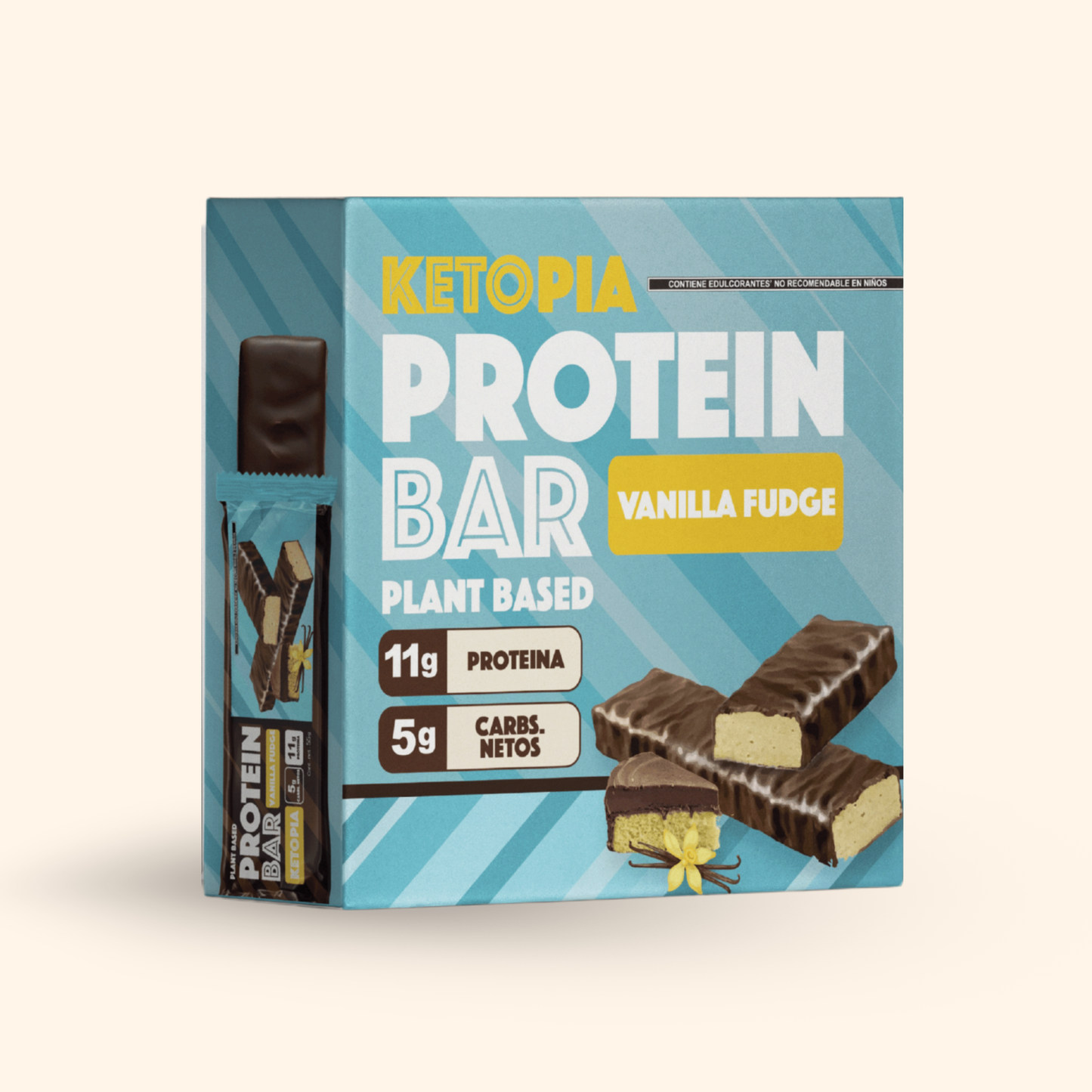 Ketopia Barra de Proteina Vainilla fudge 6 Pack