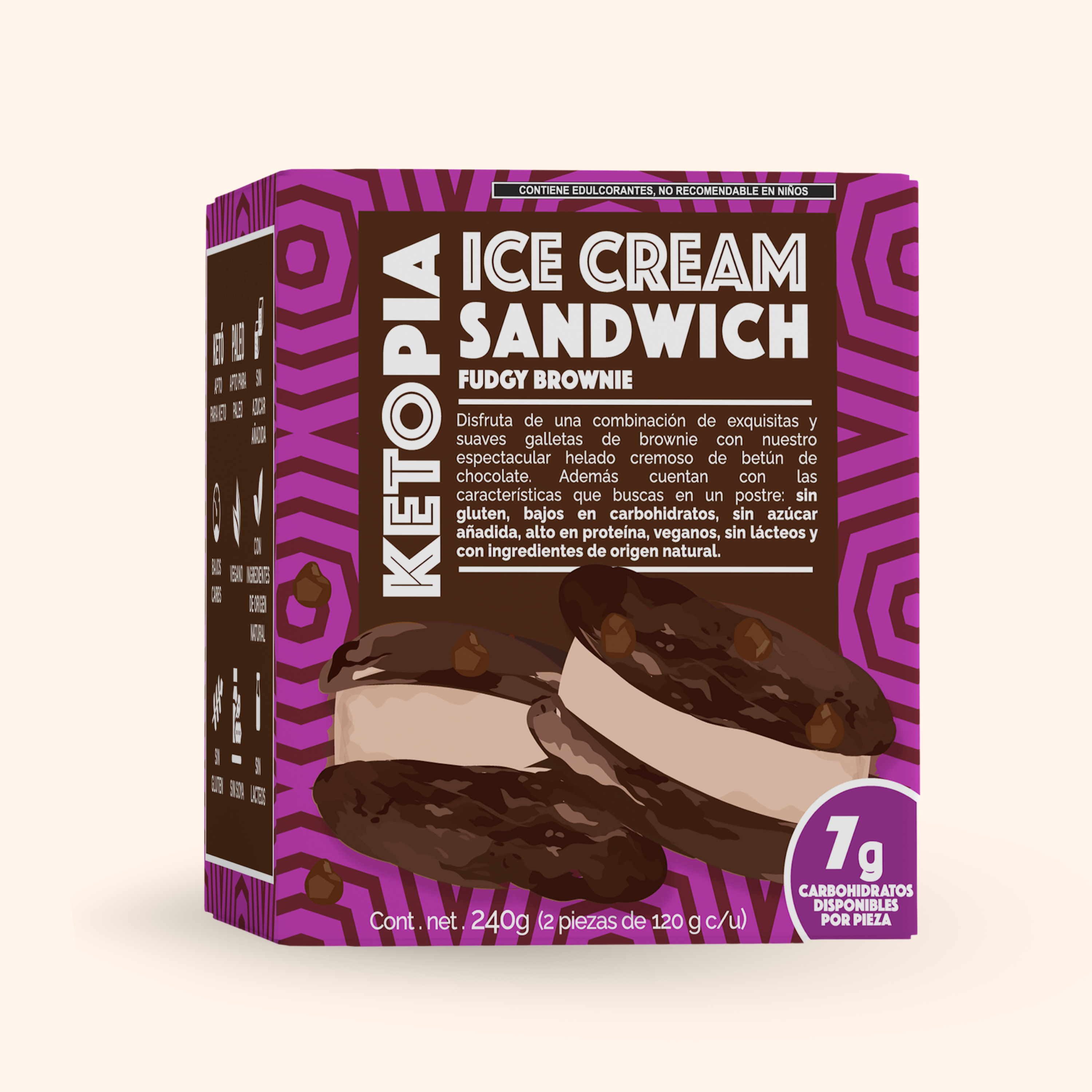Ketopia Sandwich de Helado Keto Fudgy Brownie 120g