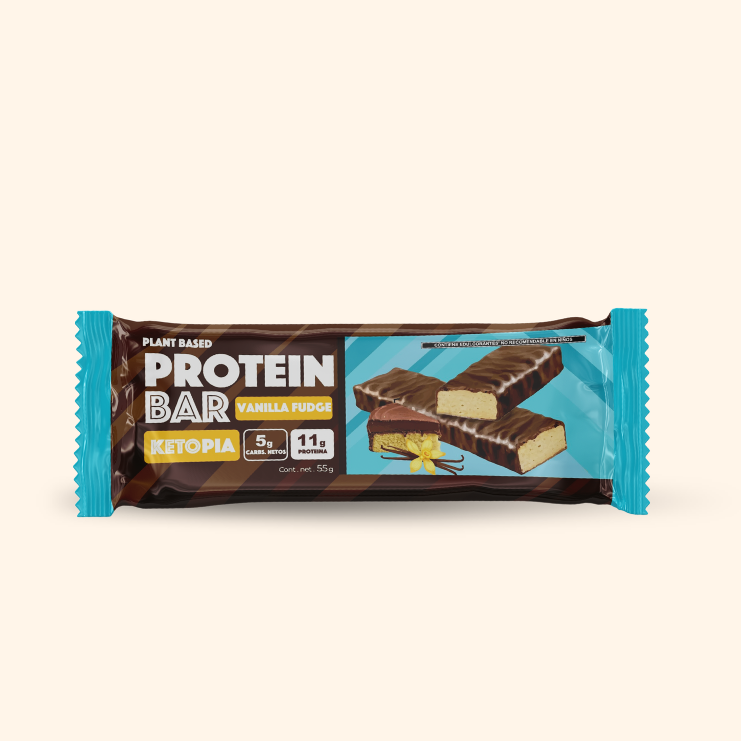 Ketopia Barra de Proteina Vainilla fudge 55 g