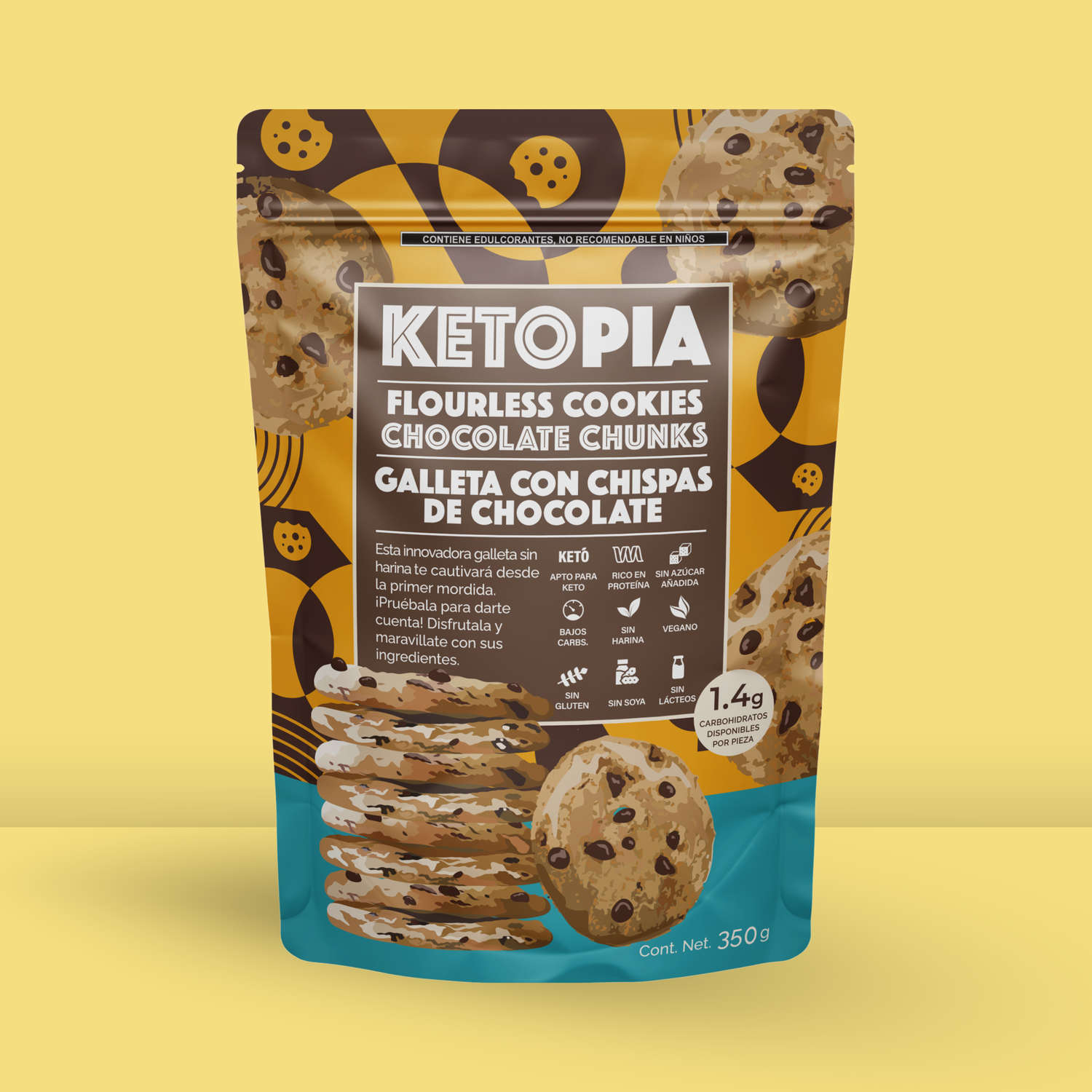 KETOPIA Galletas Sin Harina Keto Chocolate Chunk 350g - Frozen-Boutique