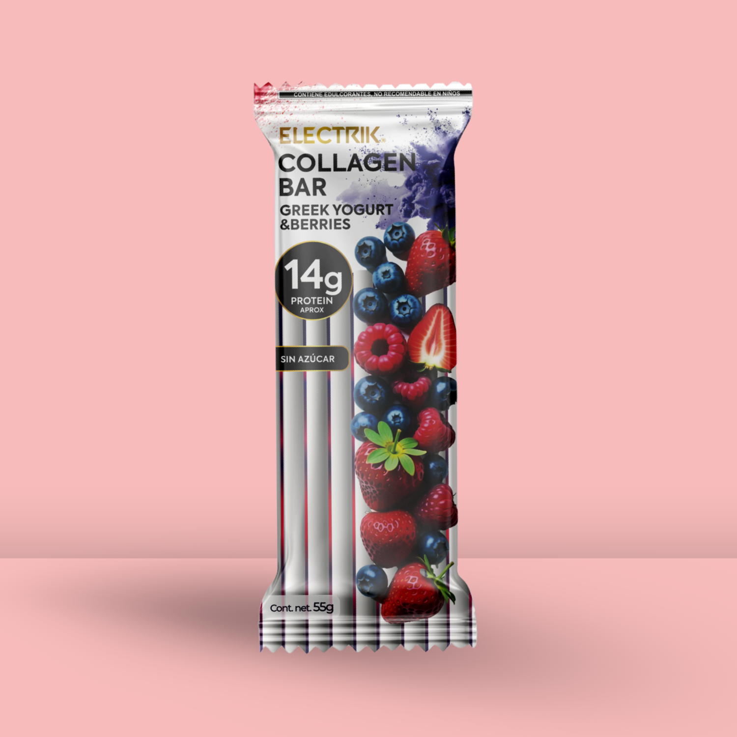 ELECTRIK Barra de Colágeno Yogurt Griego y Moras 14g - Frozen-Boutique