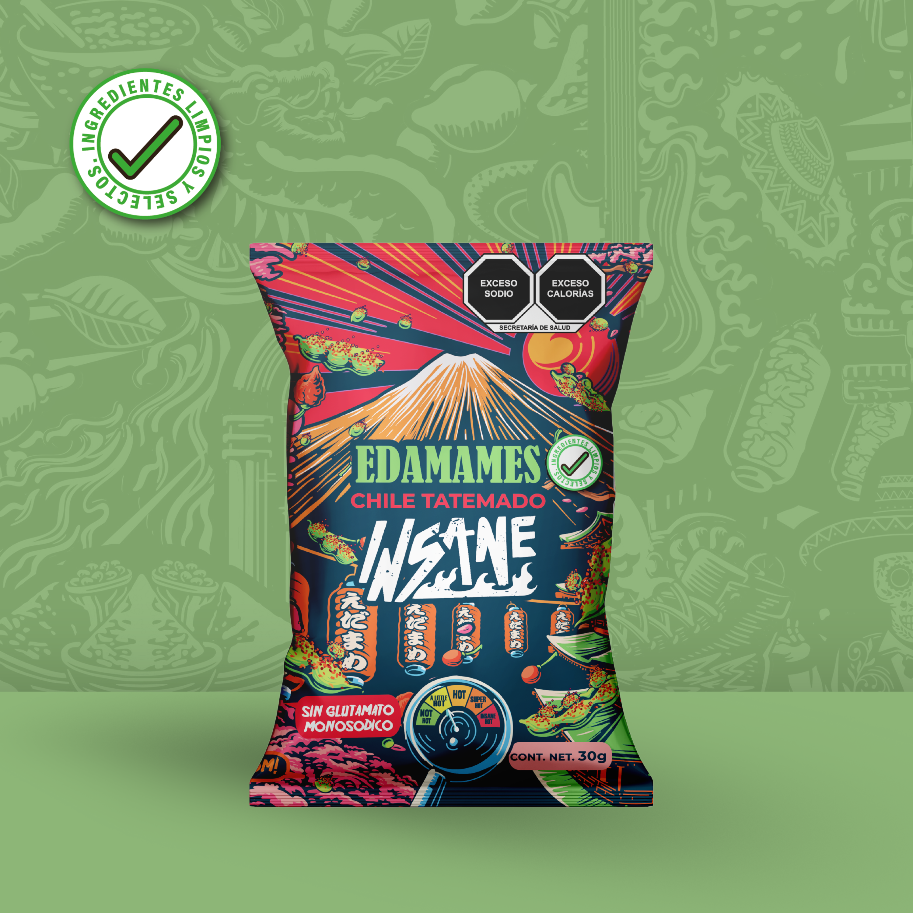 INSANE EDAMAMES CHILE TATEMADO 30g - Frozen-Boutique
