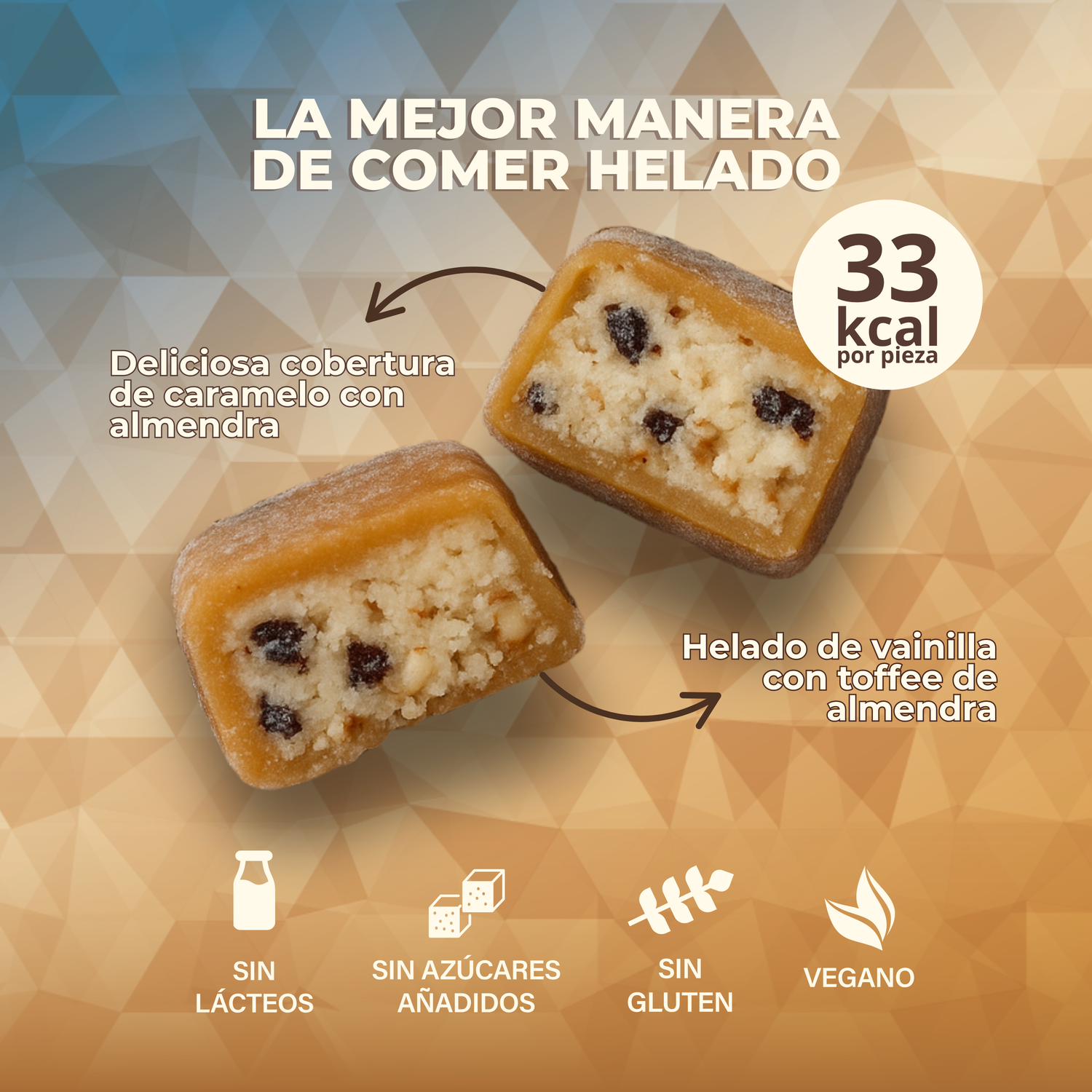 FROZEN BOUTIQUE  Ice Cream Bites Helado Sin Azúcar Almond Toffee 47g - Frozen-Boutique