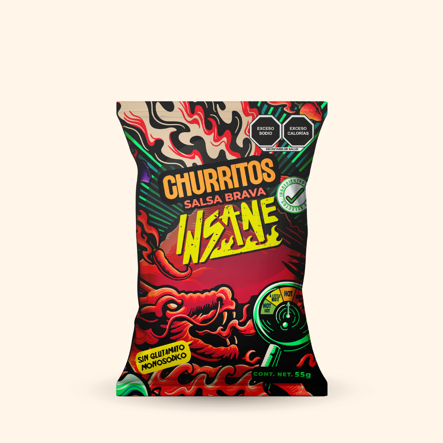 Insane Churritos de Amaranto Salsa Brava 55G