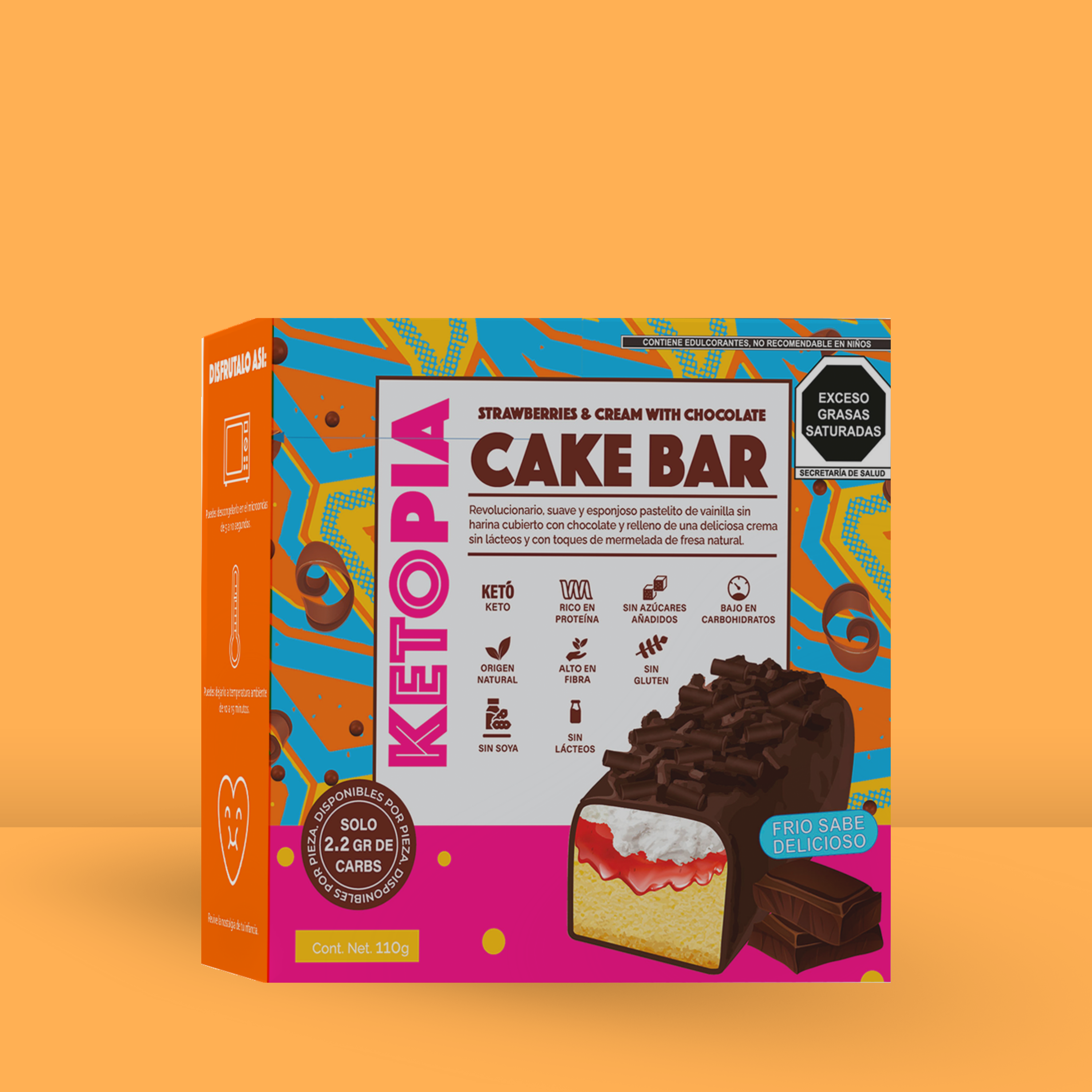 KETOPIA- pastelillos rellenos de fresa  y crema cubiertos en chocolate-110g