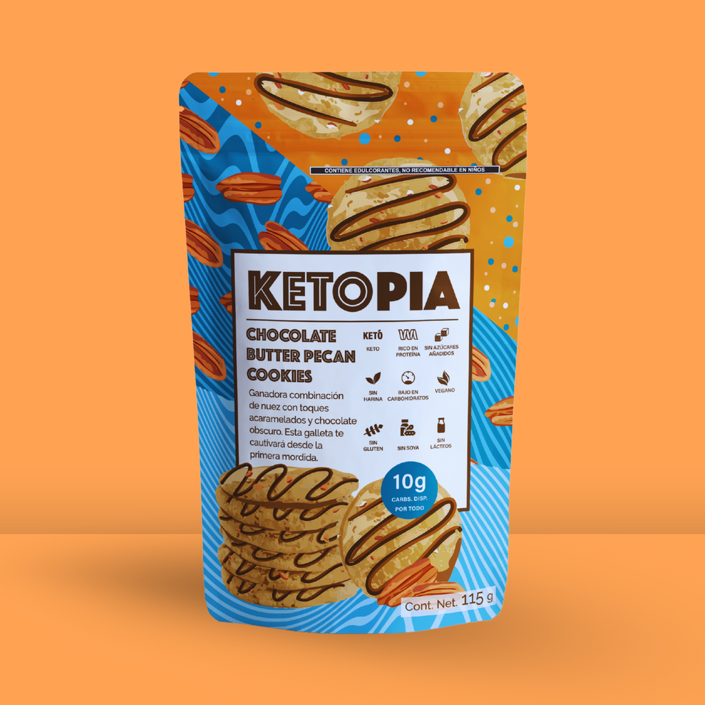 KETOPIA  Galletas Sin Azúcar Keto Chocolate Butter Pecan 115g - Frozen-Boutique