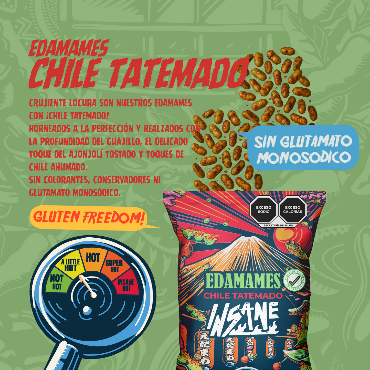INSANE EDAMAMES CHILE TATEMADO 30g - Frozen-Boutique