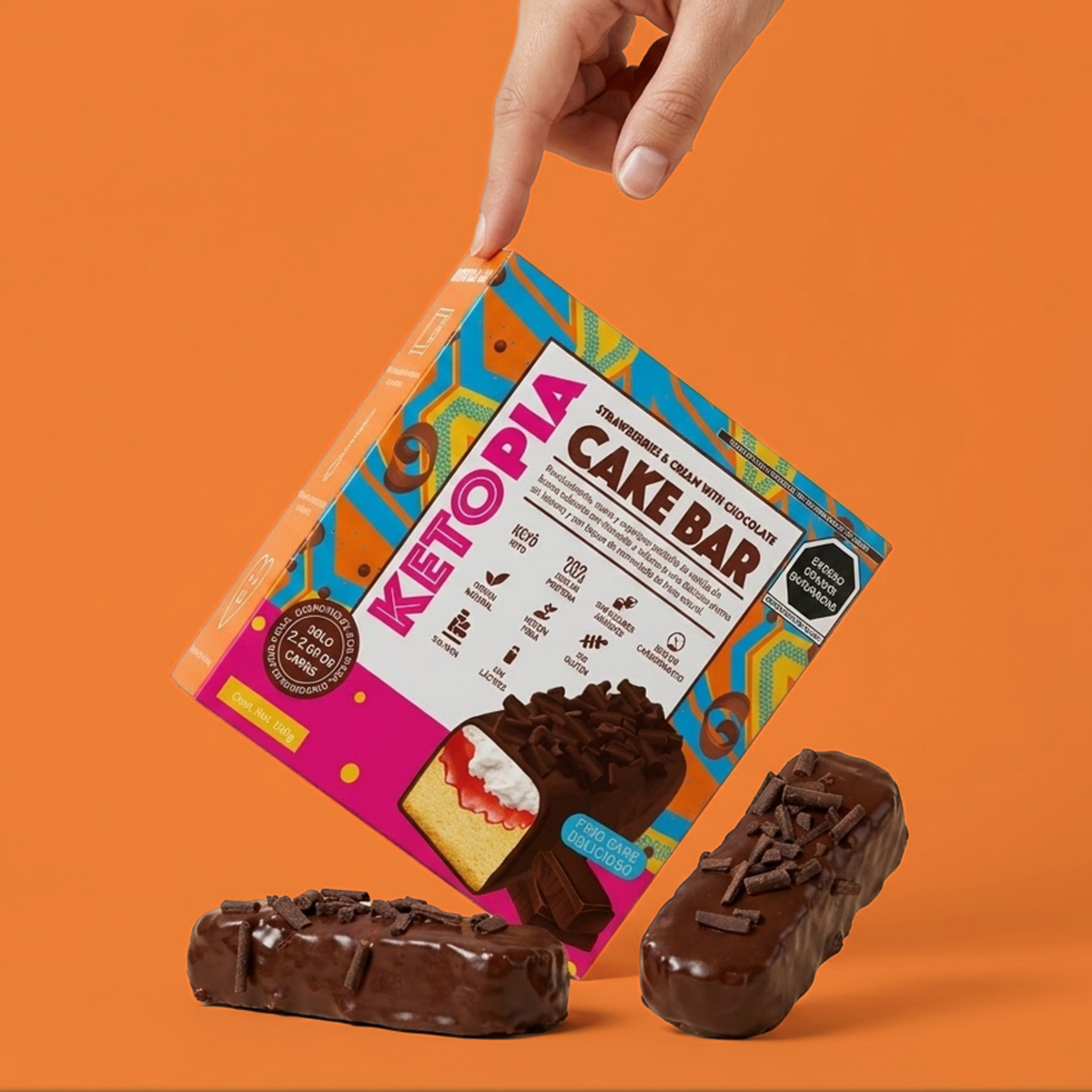 Ketopia Pastelitos rellenos de fresa y crema cubiertos en chocolate 110g - 4 pack
