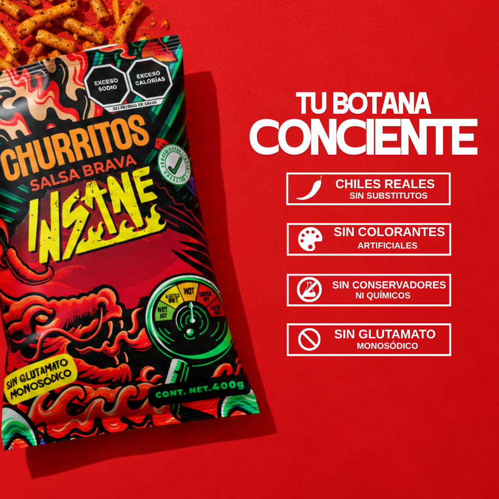 Insane Churritos de Amaranto Salsa Brava 55G