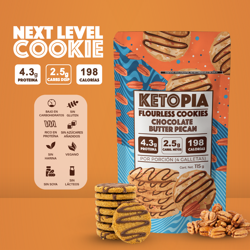 Ketopia Galletas Sin Azúcar Keto Chocolate Butter Pecan 115g