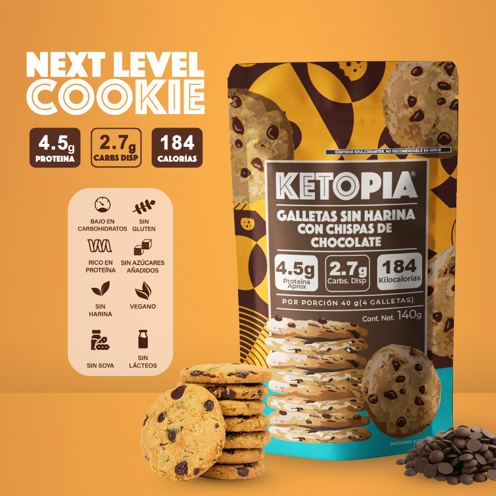 Ketopia Galletas Sin Harina Keto Chocolate Chip 140g