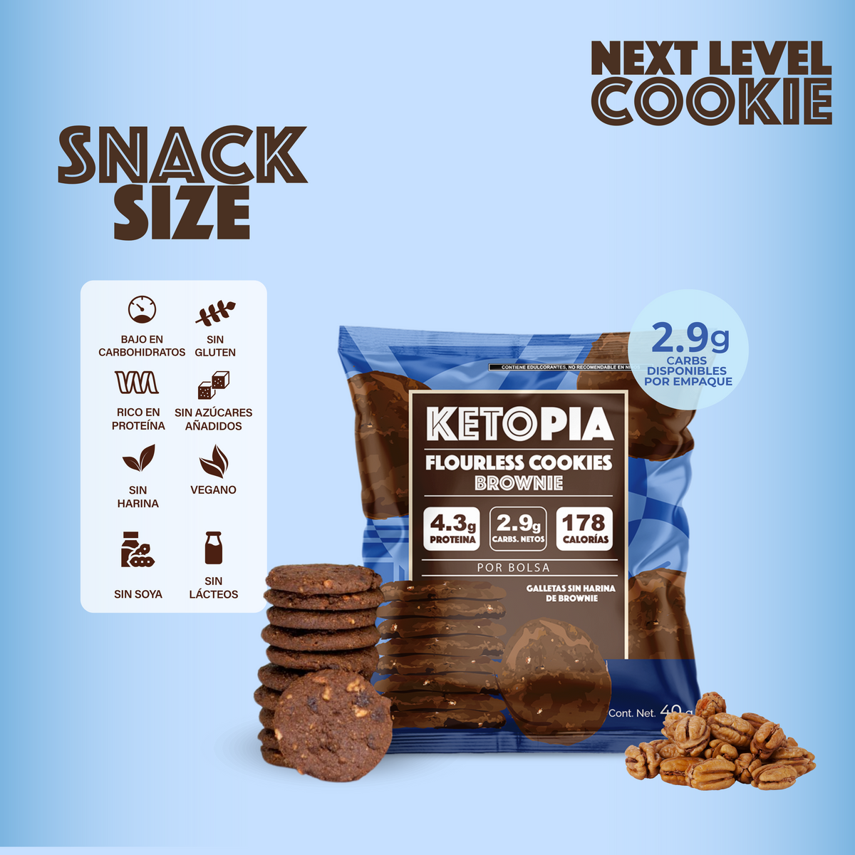 Ketopia Galletas Keto Snack pack Brownie 40g