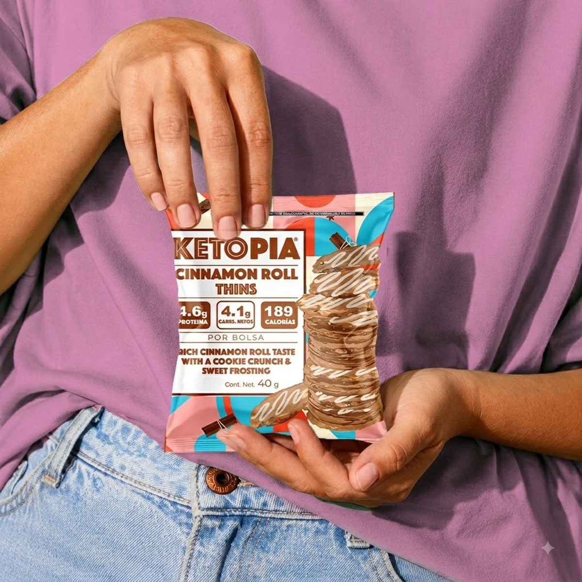 Ketopia Galletas Thins  Snack Pack Cinnamon Roll 40g