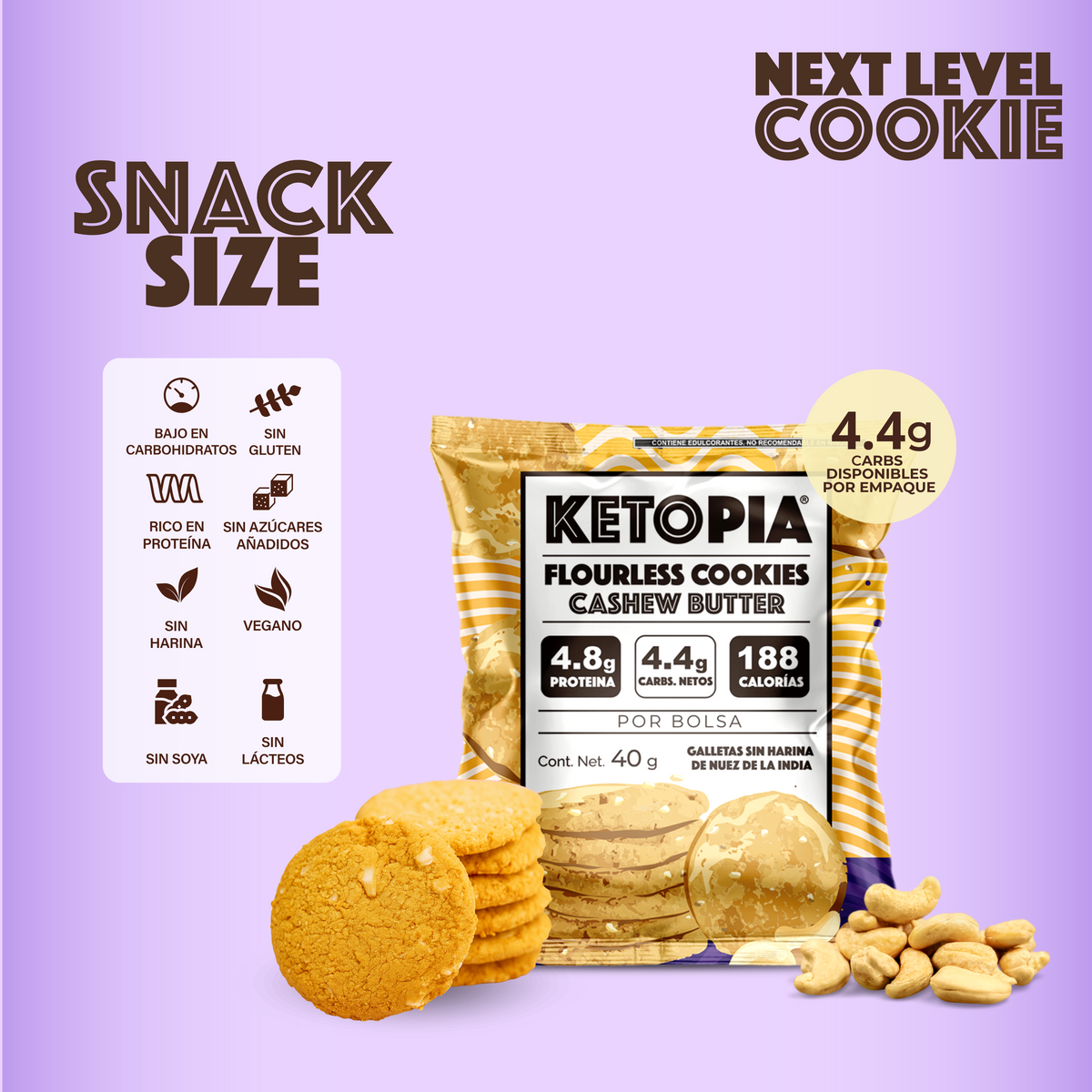Ketopia Galletas cashew butter snack 40 g