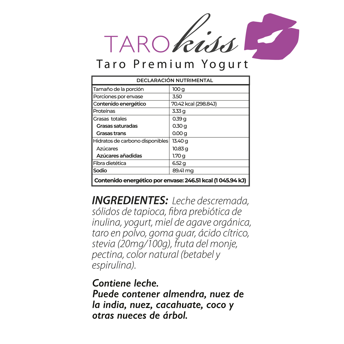 YOGURT KISS  Helado de Yogurt gourmet Taro kiss 473ml
