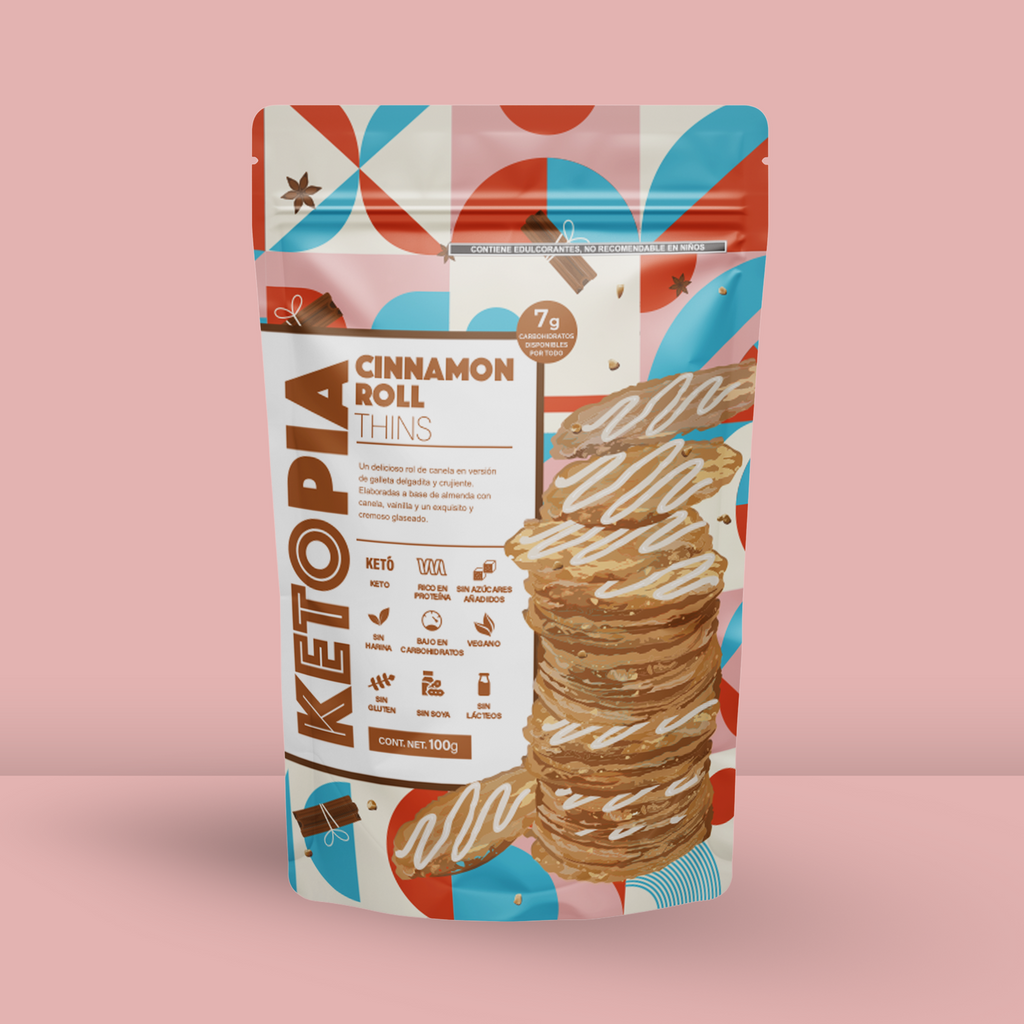 KETOPIA Galletas Thins Keto de Almendra Cinnamon Roll 100g - Frozen-Boutique