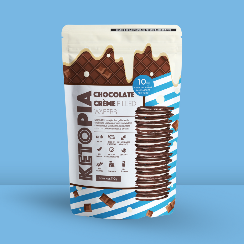 KETOPIA Galletas Sin Azúcar Keto Sandwich Chocolate Wafer 110g - Frozen-Boutique