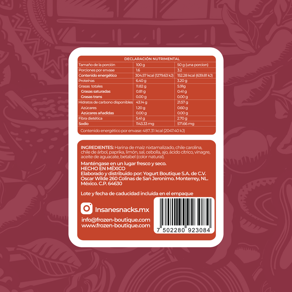 INSANE  Totopos De Maíz Horneado Chile Carolina 160g - Frozen-Boutique